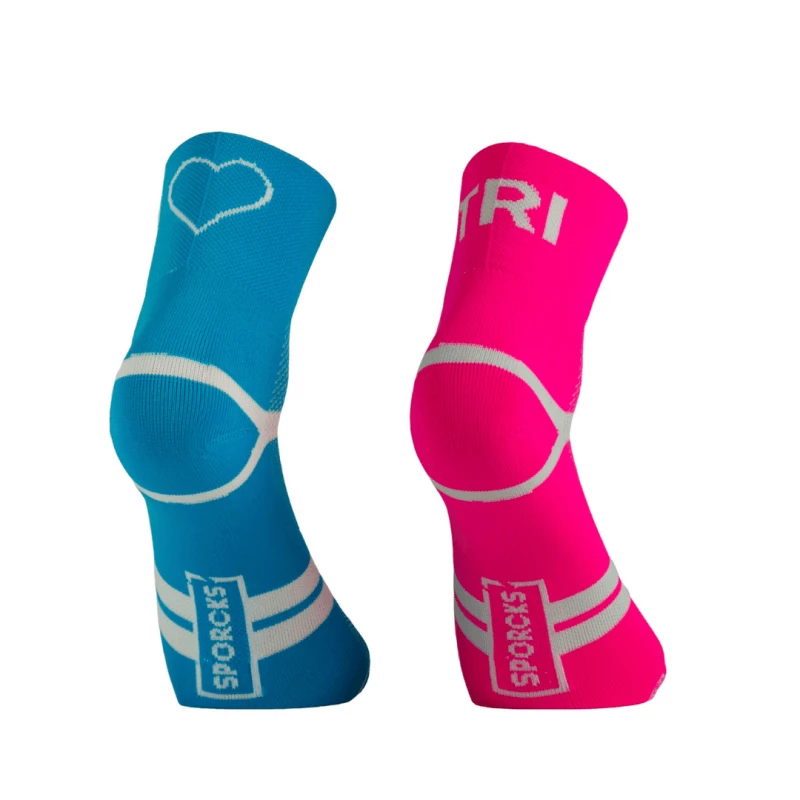 Calcetín Sporcks Tri Love Blue Pink 3 Calcetín Sporcks Tri Love Blue Pink
